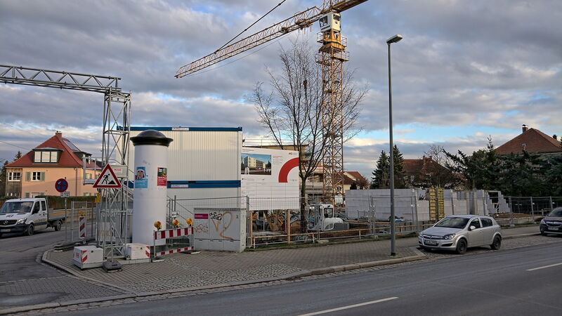 Baustellenschild Lugaer Straße 7