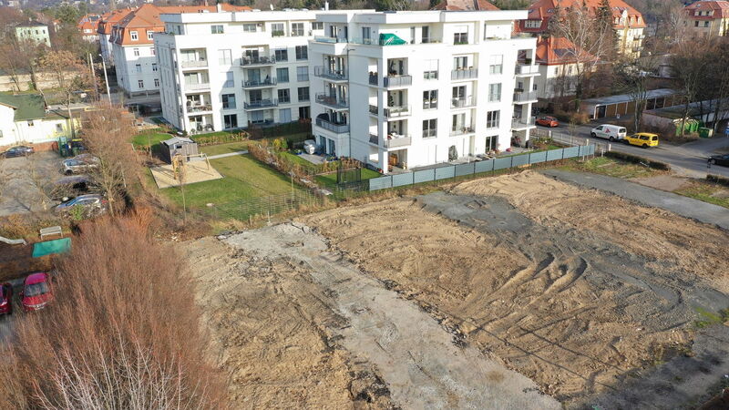 Baufeld von oben Kipsdorfer Straße
