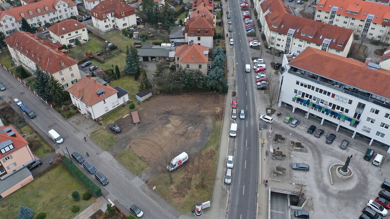 Baufeld von oben Lugaer Straße 7